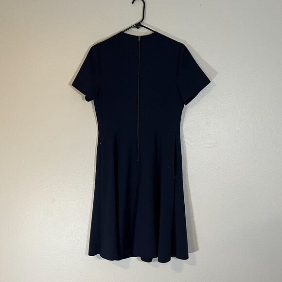Kobi Halperin Cheyenne Jewel Neck A-Line Short‎ Sleeve Dress Navy Blue Medium - Picture 8 of 10